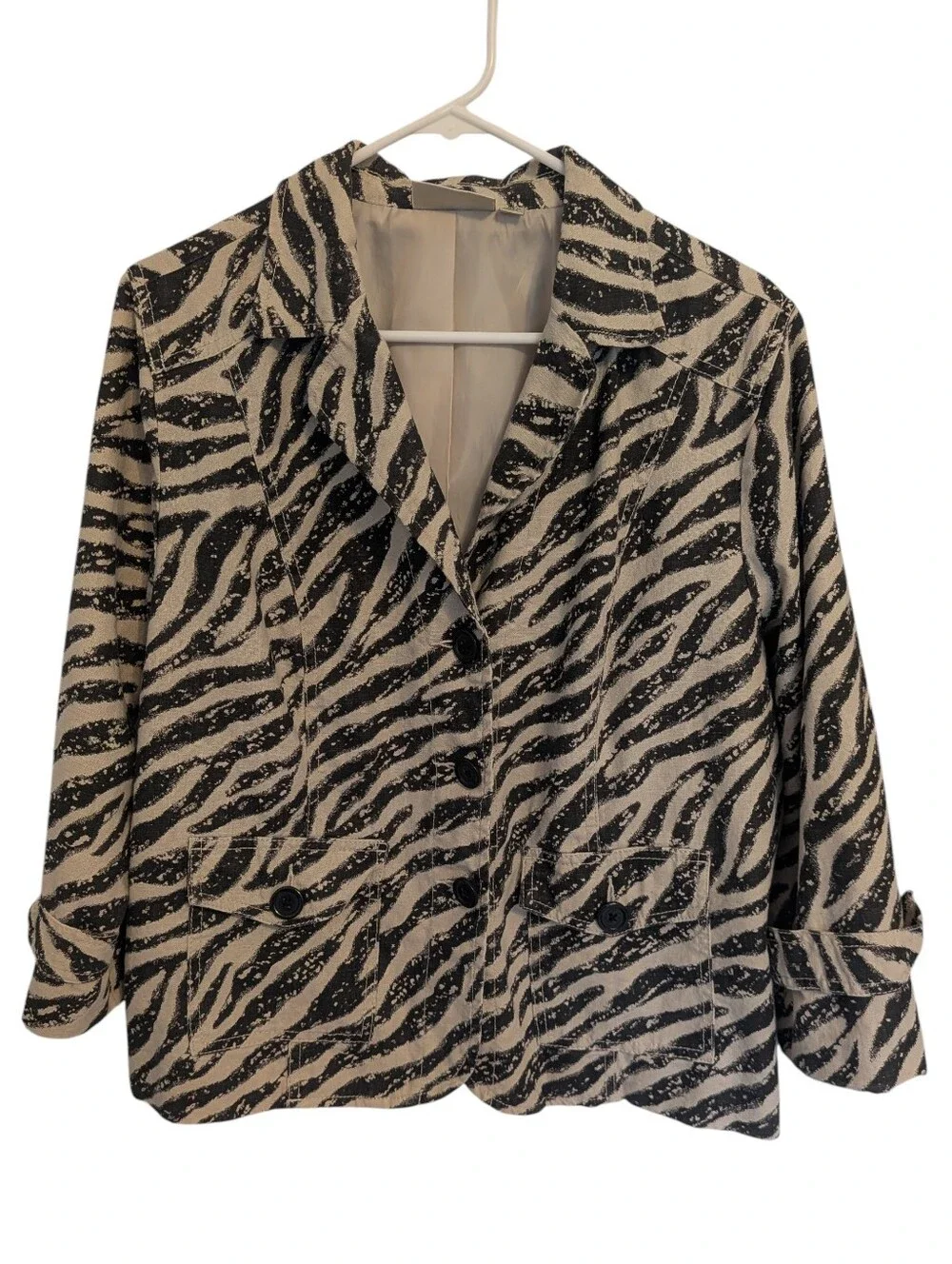 Studio Works Linen Blend Jacket Zebra Print XL